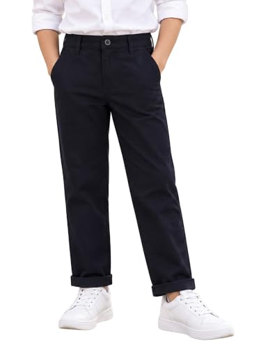 Image of KiddoPanti Boys 100% Cotton Twill Chinos Pant | Comfortable Regular Fit | 2 Side Pocket, 2 Back Pocket | Ankle Length | Back Elasticated Waistband with Button Zip Open Fly