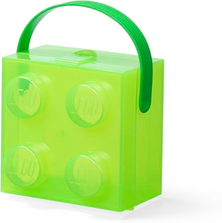 Room Copenhagen LEGO Lunchbox with Soft Silicone Handle, 6.5 in x 6.8 in x 4.6 in (Translucent Green) image 2