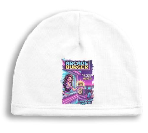 MERCHANDMANIA Gorro Deportivo Arcade Burger Retro Poster Vintage Videojuegos Deporte Running Deporte Correr