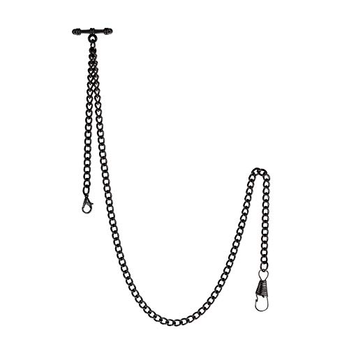 Chaîne de montre de poche Albert T-Bar en bronze et argent pour gilet