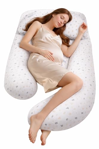 SKY-TOUCH Pregnancy Pillows for Sleeping U Shaped Full Body Maternity Pillow with Removable Cover - Support for Back Legs Belly HIPS for Pregnant Women 126x63x15cm