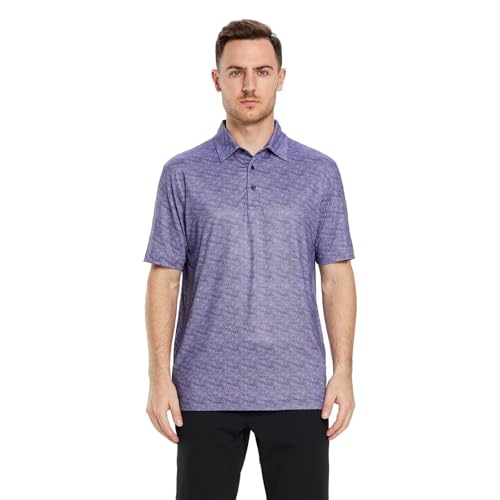 Image of Golf Shirts for Men Dry Fit Short Sleeve Print Performance Moisture Wicking Polo Shirt