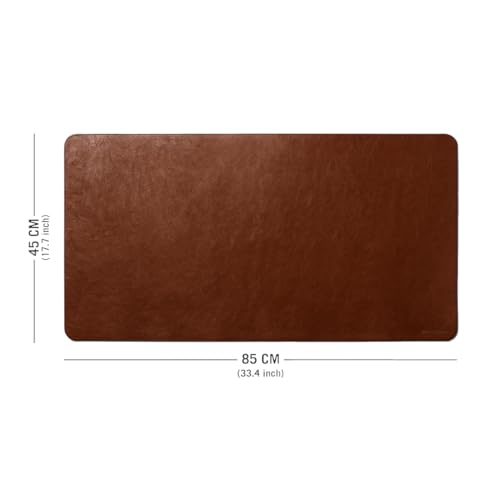 DailyObjects Large Premium Vegan Leather Desk Mat|Anti-Skid|Anti-Slip|85*45cm|Reversible Desk spread Turf Desk/Laptop Mat for Work from Home/Office/Gaming- Extended mouse pad and keyboard desk pad-Tan