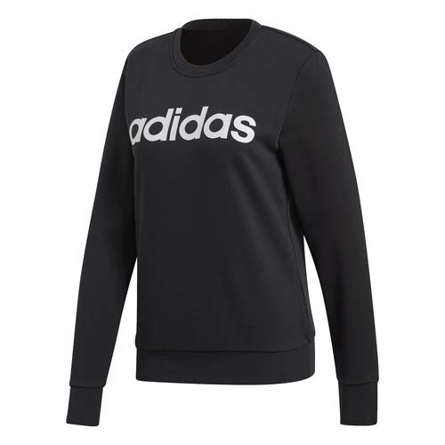 adidas Essentials Women's Linear Crewneck Sweatshirt, Black/White, Large