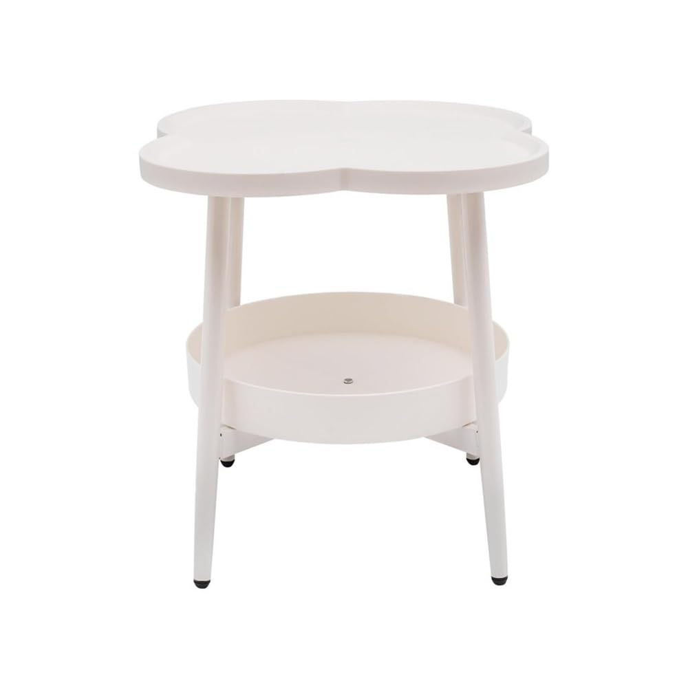 Table Basse Moderne Salon avec Rangement Double Plateau et Motif Trèfle Chic
