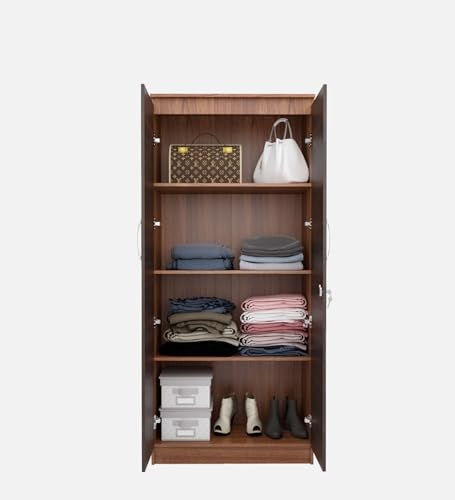 Image of COUCH CULTURE Mono Engineering Wood 2 Door Wardrobe | Almirah for Clothes Wooden | Wardrobe Organizer for Clothes | Multipurpose Almirah for Storage Bedroom | 1 Year Warranty - Leon Teak Finish