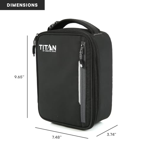 Image of Titan by Arctic Zone Fridge Cold Lunch Box, 2 Ice Packs, Black Ice | Fridge cold insulated cooler bag with leak proof lining for men and women, includes 2 gel ice packs