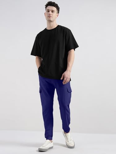 Image of Veirdo 100% Pure Cotton Regular Fit Mid Rise Trackpants with Side Pocket for Men & Boys