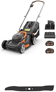 Pack WORX Cordless Lawnmower 40V WG743E + 3 Replacement Blades, Max Surface 500 m², 40 cm Cut, Mowing to the Edges, 7 Cutting Heights, Comes with 2 x 4Ah Batteries and Dual Charger