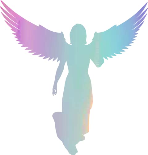 Image of Angel With Wings (Holographic Opal Purple) (Set Of 2) Premium Waterproof Vinyl Decal Stickers For Laptop Phone Accessory Helmet Car Window Bumper Mug Tuber Cup Door Wall Decoration