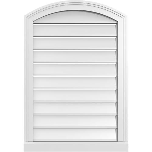 Ekena Millwork GVPAR22X3203SF Arch Top Surface Mount PVC Gable Vent, Factory Primed White
