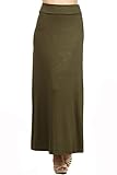 Women's Stylish Spandex Comfy Fold-Over Flare Long Maxi Skirt Made in USA