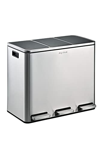 Step N' Sort The, 3 x 18L, 3-Compartment Trash and Recycling Bin with Slow Close lid and Removable Inner Bins