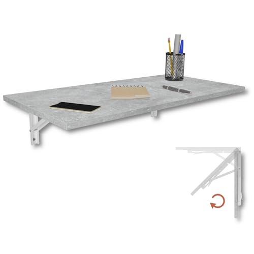KDR Table murale pliante 80 x 40 cm – table rabattable murale gain de place, bureau pliable, table de cuisine ou salle à manger, table murale pour petit...