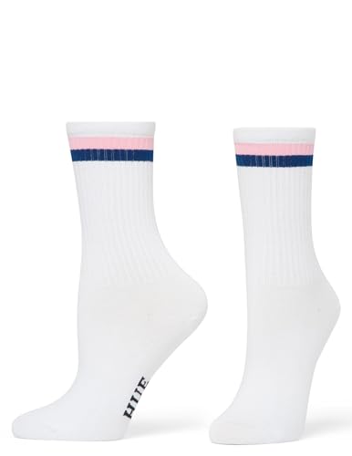 Image of HUE Women's Casual Ribbed Must-have Crew Lightweight Athletic Socks 3 Pair Pack