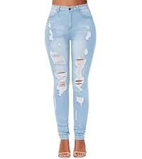 パンツ DIANTE HIGH WAIST DAMAGE SKINNY DENIM TQZQ Women's High Rise Skinny Stretch Ripped Jeans High Waisted