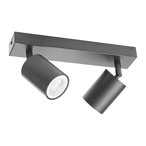 Klighten Deckenstrahler 2 Flammig Dunkelgrau, GU10 Deckenlampe Strahler Schwenkbar, Spotleuchte Drehbar Deckenspots f&uuml;r K&uuml;che, Schlafzimmer, Wohnzimmer, Flur, Ohne Leuchtmittel
