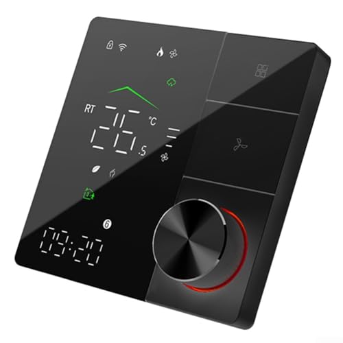 Termostato de aire acondicionado Smart-WiFi, controlador de temperatura programable con control de aplicación móvil, regulación precisa de ± 1 °C y horario semanal 5+1+1 (negro)