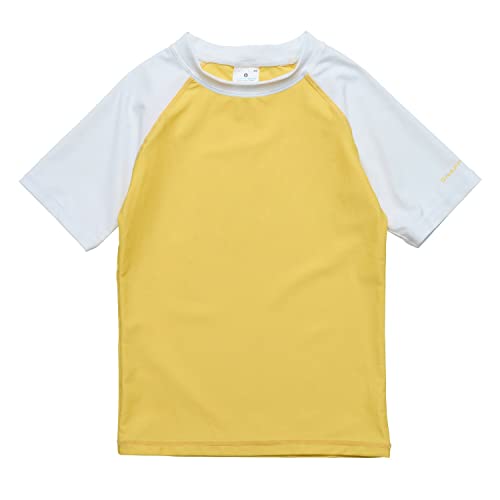 Snapper Rock Boys' Sustainable SS Rashguard Top (Toddler/Little Big Kids), Yellow/White