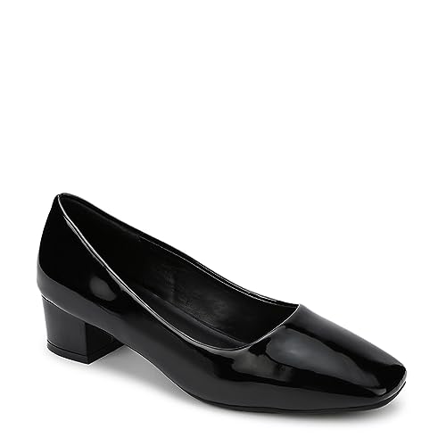 Image of Marc Loire Women Square Toe Solid Block Heel Pumps for Office, Party and Formal Wear