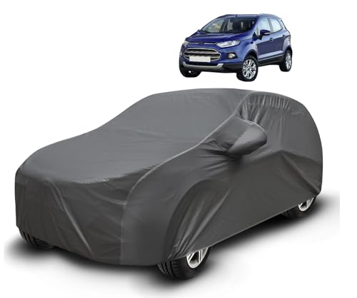 Image of Auto Hub Waterproof Car Cover Compatible with EcoSport with Mirror Pockets, Soft Cotton Lining, EcoSport Car Cover Waterproof, Grey