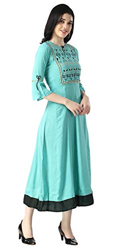 Image of OM SAI LATEST CREATION Women's Ruby Rayon Foil Printed Long Anarkali Kurti
