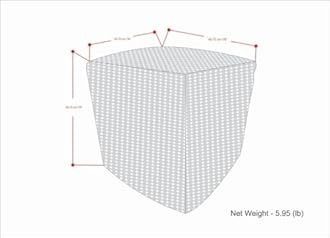 SIMPLIHOME Zelma Square Pouf – 18 inch Wide Upholstered PET Polyester Ottoman in Cream and Natural, Boho Indoor/Outdoor Footstool or Extra Seating for Living Room, Bedroom, or Patio, Assembled