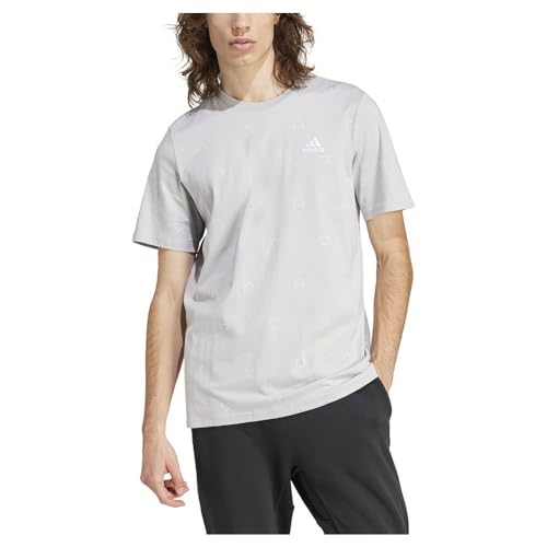 adidas Herren Seasonal Essentials Monogram Graphic Tee, Grey Two, M