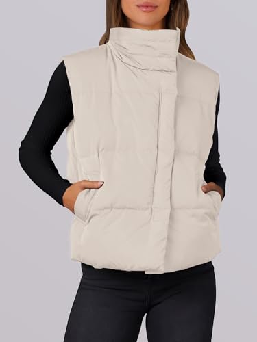 ANRABESS Women Puffer Vest Sleeveless Zip Up Stand Collar Quilted Lightweight Jacket Winter Warm Puffer Padded Down Outerwear3
