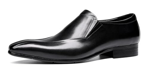 Santimon Men's Patent Leather Slip-On Loafers | Pointed Toe Penny Dress Shoes for Wedding & Business | Shining Casual Loafers with Cushioned Comfort Sole2