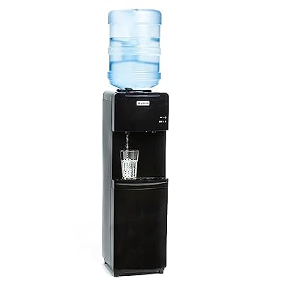 Igloo Top Loading Hot and Cold Water Dispenser - Water Cooler for 5 Gallon Bottles and 3 Gallon Bottles - Includes Child Safety Lock - Water Machine Perfect for Home, Office, & More - Black