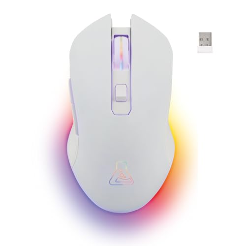 The G-Lab- Kult Helium - RATÓN Gaming Bluetooth - 800 a 6400 dpi Sensor óptico, Retroiluminación 7 Colores, 6 Botones - Cómodo y Ligero - PC/Mac/PS4/PS5 - Ratón Gaming inalambrico - Blanco