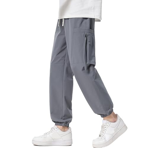 XYXIONGMAO Men's Black Loose Hip Hop Casual Sweatpants Pleated Overalls Techwear Streetwear Joggers Multi-Pocket Cargo Pants