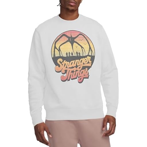 Stranger Things 80´S Sunset Mindflayer Group Unisex Sweatshirt, White, Medium | Ya disponible en tu tienda friki favorita! En mundofriki.es!