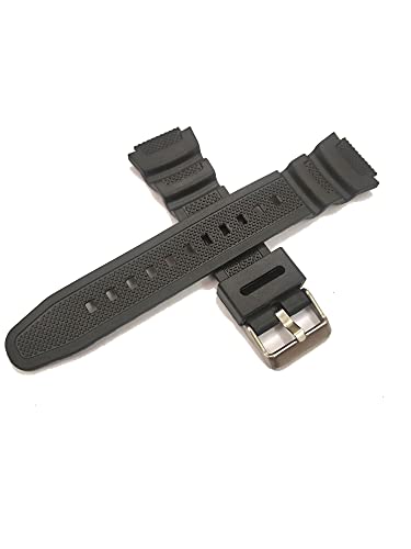 Image of 18mm x 25mm Black PU Rubber Watch Band Strap with Silver Stainless Steel Buckle Clasp | Comfortable and Durable Material