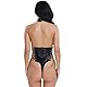 Moinha Sexy Latex Bondage Bodysuit Frau Damen Jumpsuit Kleidung Leder Teddy Sexy Dessous Frauen Lace Up Jumpsuit Catsuit Erotische Night Club Wear Riemen Bodycon Anime Cosplay Kostüm-M