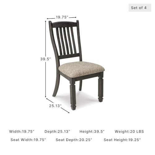 Image of Signature Design by Ashley Ralene Transitional Faux Leather Dining Chair with Cushioned Seat, Set of 4, Medium Brown & Black