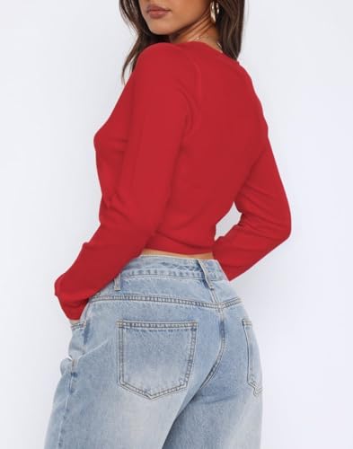 Ezbelle Women's Long Sleeve Open Front Cropped Lightweight Cardigan Sweater Button Down Shirt 2026 Fall Tops4