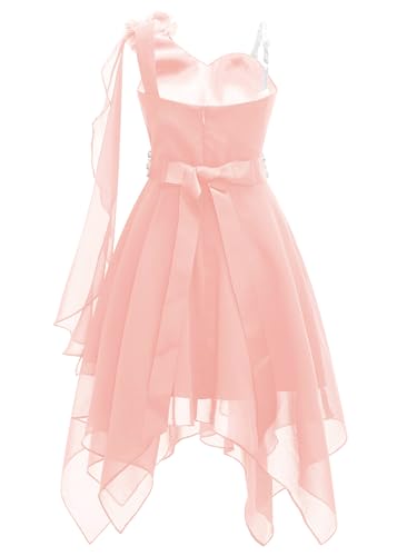 Kids Flower Girls One Shoulder Party Dress Wedding Bridesmaid Pageant Party Asymmetrical Hem Gowns2