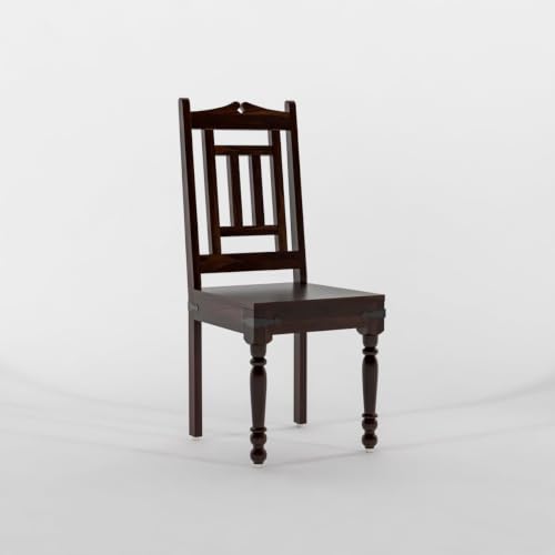 Image of JEENWOOD Premium Solid Wood Dining Chairs Featuring an Elegant Geometric Spindle Back, Rich Finish for Classic Home Seating Set of 2
