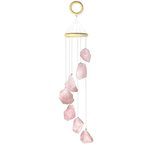 Yatming Rose Quartz Rough Stone Wind Chime, Healing Crystal Hanging Decoration For Indoor And Outdoor #TOP13