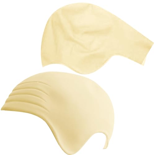 KUYYFDS Bald Caps for Adult Bald Head Cap with Hairnets 4Pcs/Set Halloween Latex Makeup Bald Caps for Wig Elastic Realistic Bald Wig for Cosplay Costume Films Movies