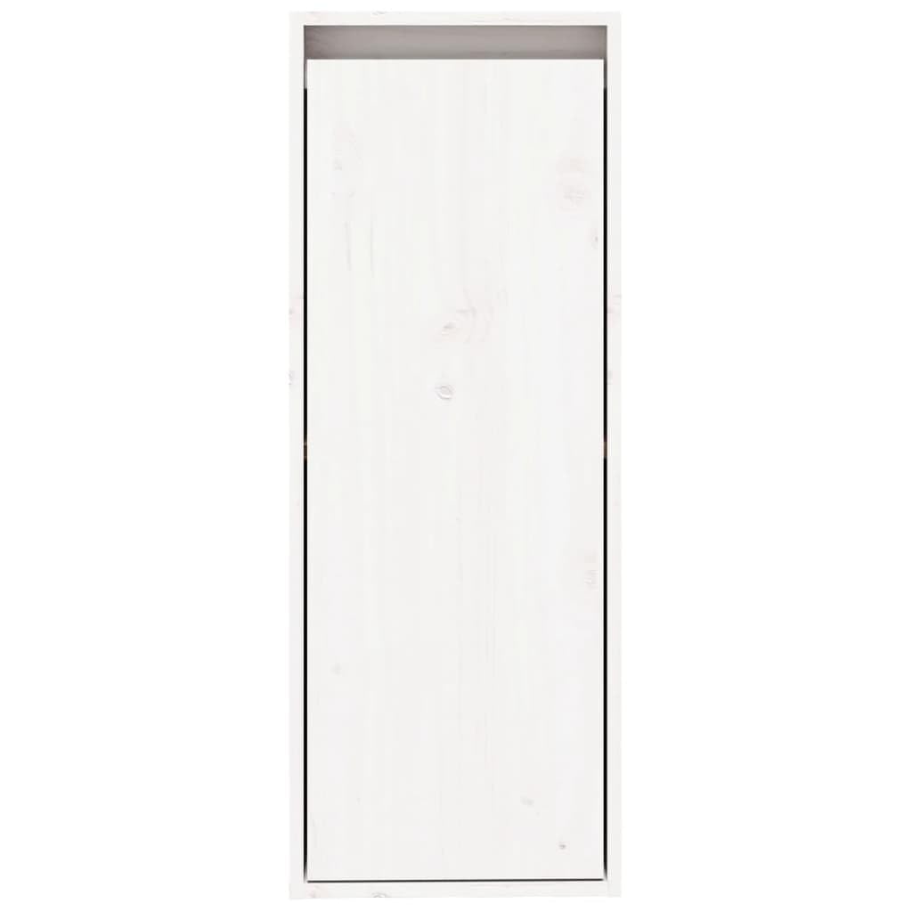 Set of 2 White Solid Pine Wood Floating Wall Cabinets | Each 11.8"x11.8"x31.5" unit provides space-saving storage for living rooms, bedrooms, and media centers.