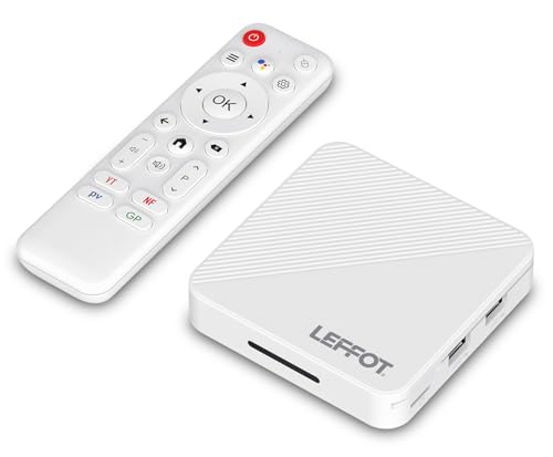LEFFOT H313 Android 14.0 TV Box 2025, 2GB RAM 16GB ROM, 4K UHD TVbox para Streaming, IP-TV Box con Control de Voz, 2.4G y 5G WiFi 6, BT 5.4, USB 3.0, 100M Ethernet, HDR10, RK3518 Quad-Core A53