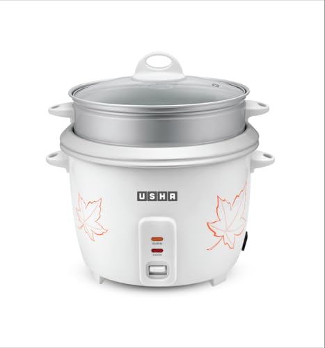USHA RC18GS2 Steamer 700 Watt Automatic Rice Cooker 1.8 Litres with Powerful Heating Element, Keep...