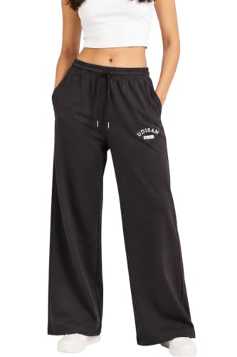 Image of Women's Cotton Wide Leg Track Pants | High Waist Palazzo Trousers with Elastic Drawstring