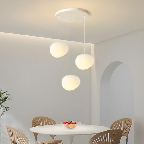 HYQJUNE Moderne Salon Galets Suspension Entrée Lustre Suspendu Escaliers Éclairage Polystyrène Chambre Salle À Manger E27 Luminaire Réglable Hauteur...