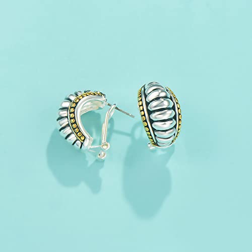 UNY Jewel Jewelry Make a Statement With Our Two Tone C Shape French Clip Earrings Featuring Detailing Perfect For Any Occasion3