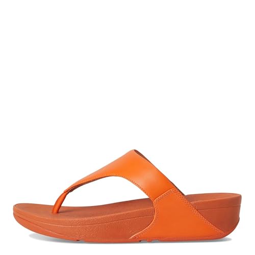 Image of Fitflop Lulu Leather Toepost Womens Platform Sandals in White, Satsuma, 6.5 UK