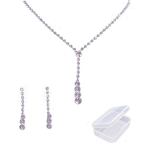Preisvergleich Produktbild PPX Schmuckset Silber Kristall Strass Teardrop Halskette Ohrringe Set-mit transparenter Aufbewahrungsbox